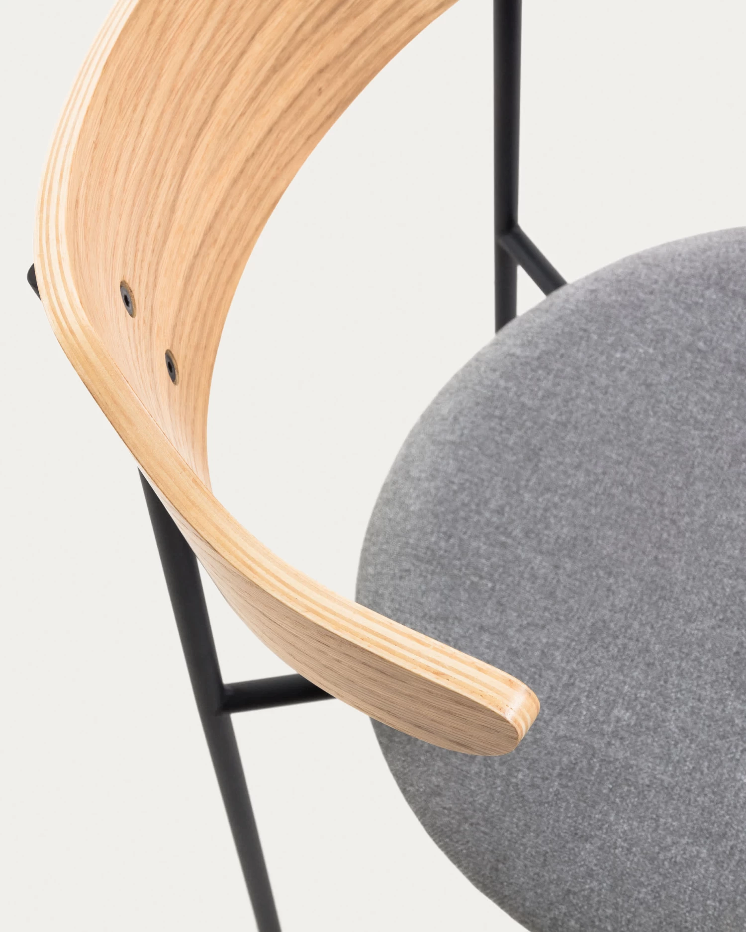 Olympia Stackable Chair In Oak Veneer And Steel With Black Finish | Kave Home 7 Olympia Stackable Chair In Oak Veneer And Steel With Black Finish | Kave Home - Image 5