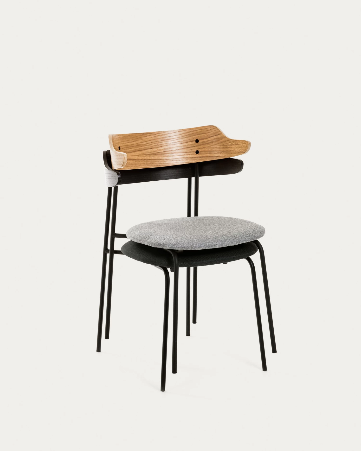 Olympia Stackable Chair In Oak Veneer And Steel With Black Finish | Kave Home 11 Olympia Stackable Chair In Oak Veneer And Steel With Black Finish | Kave Home - Image 9