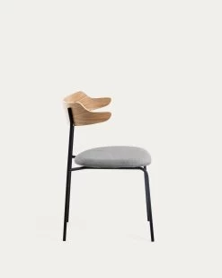 Olympia Stackable Chair In Oak Veneer And Steel With Black Finish | Kave Home 16 Olympia Stackable Chair In Oak Veneer And Steel With Black Finish | Kave Home -Quality Furniture Store CC1173J03 1V02