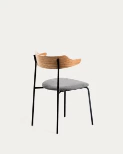 Olympia Stackable Chair In Oak Veneer And Steel With Black Finish | Kave Home 18 Olympia Stackable Chair In Oak Veneer And Steel With Black Finish | Kave Home -Quality Furniture Store CC1173J03 1V03