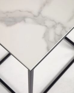 Rewena Side Table Porcelain Kalos Blanco Finishing 45 X 30 Cm | Kave Home -Quality Furniture Store CC1199K05 1D01