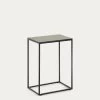 Rewena Porcelain Side Table In Brown With Black Steel Legs 45 X 30 Cm | Kave Home