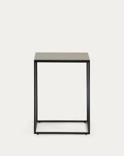 Rewena Porcelain Side Table In Brown With Black Steel Legs 45 X 30 Cm | Kave Home -Quality Furniture Store CC1199K09 1V02