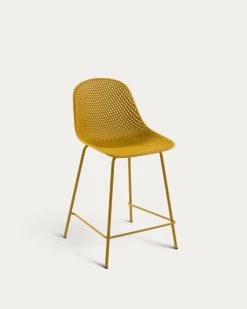 Quinby Outdoor Stool In Yellow Height 65 Cm | Kave Home