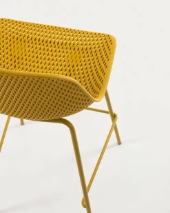 Quinby Outdoor Stool In Yellow Height 75 Cm | Kave Home 10 Quinby Outdoor Stool In Yellow Height 75 Cm | Kave Home -Quality Furniture Store CC1221S31 1D01