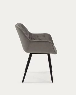 Chair Mulder Grey Velvet | Kave Home -Quality Furniture Store CC1225JU03 1V02