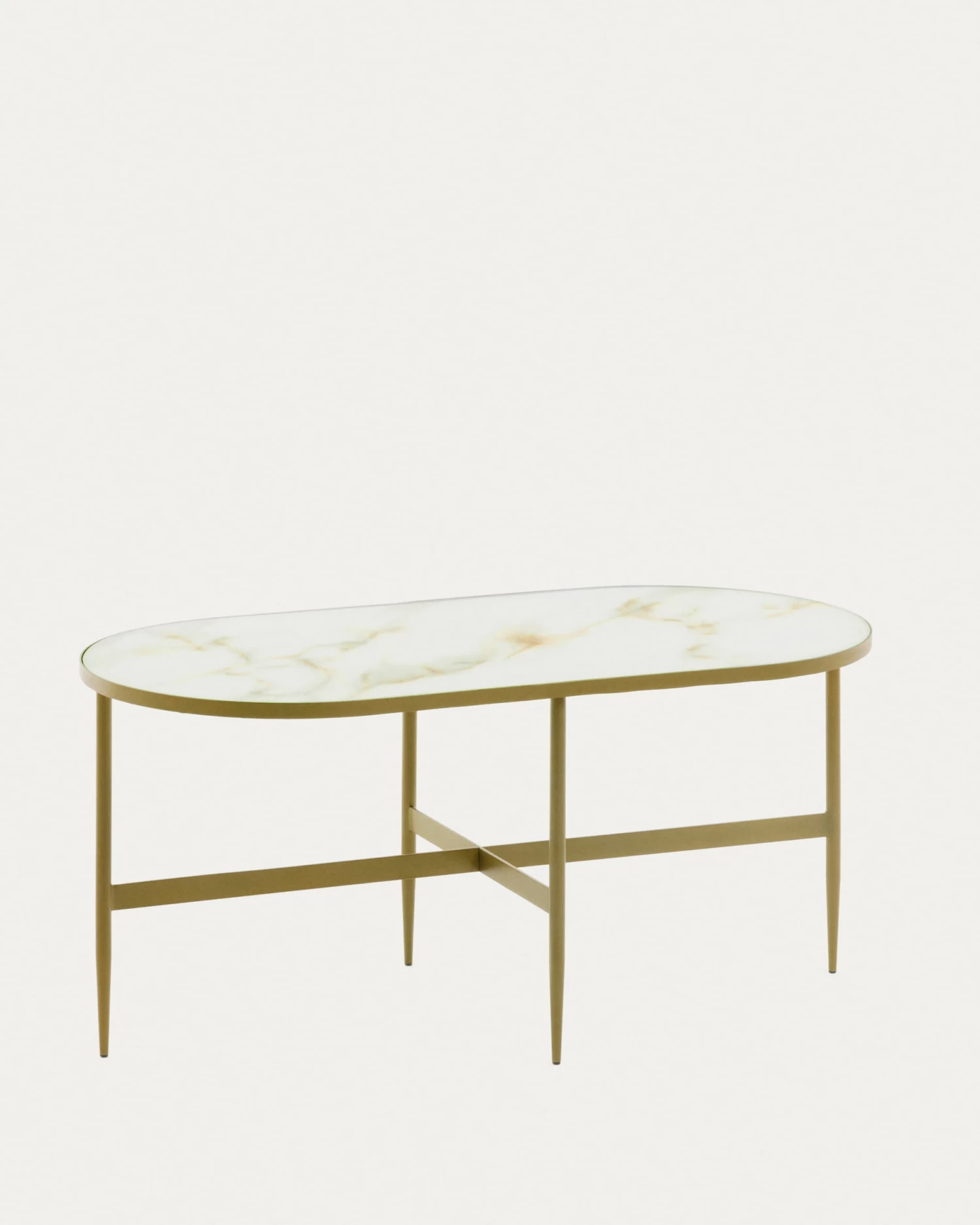 Elisenda Glass Coffee Table In White With Golden Steel Structure 100 X 50 Cm | Kave Home 3 Elisenda Glass Coffee Table In White With Golden Steel Structure 100 X 50 Cm | Kave Home