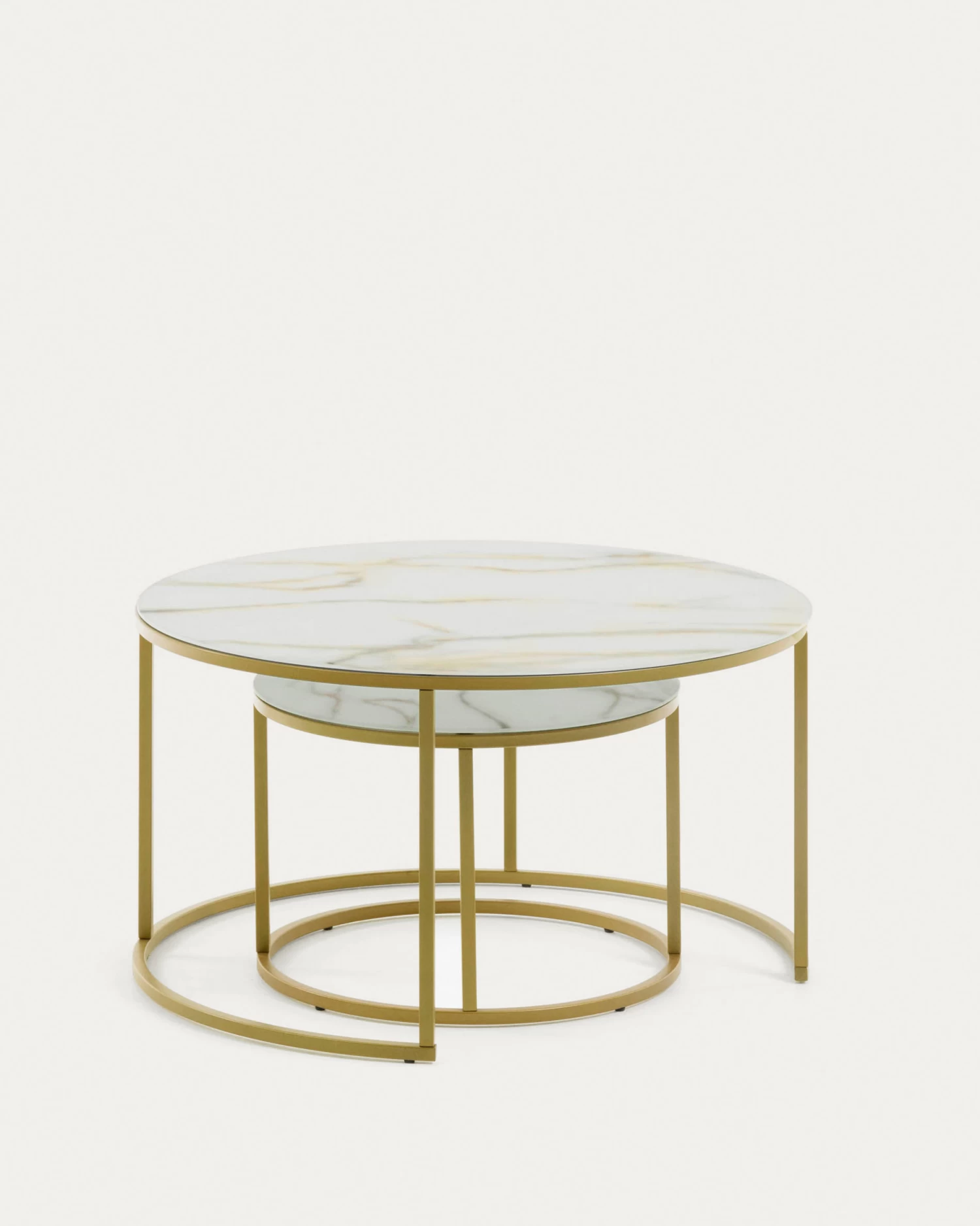 Set Of 2 Leonor Glass Side Tables In White And Golden Steel Structure à 80 Cm / à 50 Cm | Kave Home 5 Set Of 2 Leonor Glass Side Tables In White And Golden Steel Structure à 80 Cm / à 50 Cm | Kave Home - Image 3