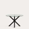 Argo Round Glass Table With Steel Legs With Black Finish Ã 119 Cm | Kave Home -Quality Furniture Store CC1350C07 1V01