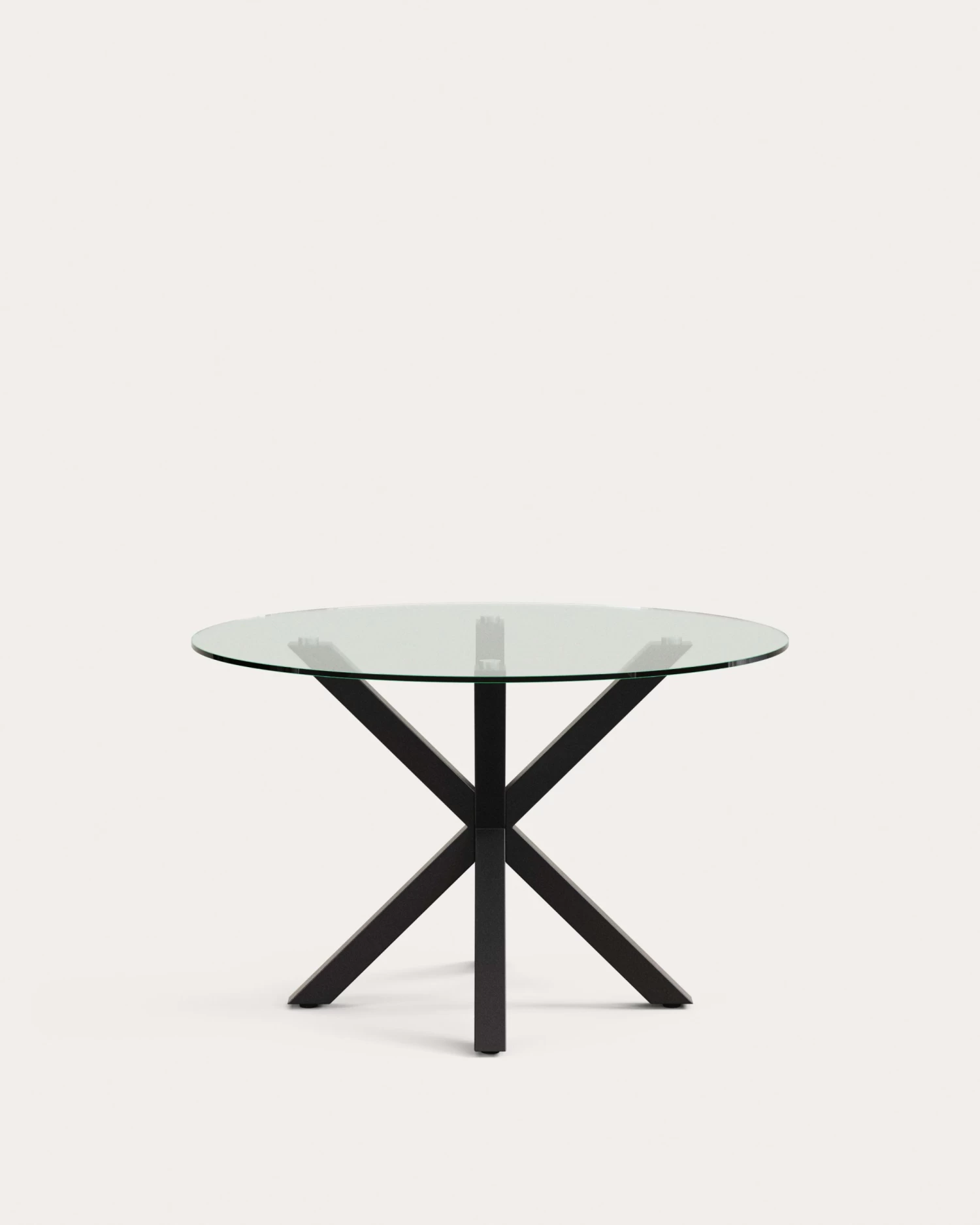 Argo Round Glass Table With Steel Legs With Black Finish à 119 Cm | Kave Home 3 Argo Round Glass Table With Steel Legs With Black Finish à 119 Cm | Kave Home