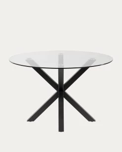 Argo Round Glass Table With Steel Legs With Black Finish à 119 Cm | Kave Home 11 Argo Round Glass Table With Steel Legs With Black Finish à 119 Cm | Kave Home -Quality Furniture Store CC1350C07 1V02