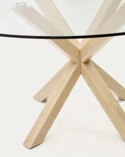 Argo Round Glass Table With Steel Legs With Wood-effect Finish à 119 Cm | Kave Home 12 Argo Round Glass Table With Steel Legs With Wood-effect Finish à 119 Cm | Kave Home -Quality Furniture Store CC1351C07 1D02