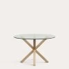 Argo Round Glass Table With Steel Legs With Wood-effect Finish à 119 Cm | Kave Home 1 Argo Round Glass Table With Steel Legs With Wood-effect Finish à 119 Cm | Kave Home -Quality Furniture Store CC1351C07 1V01