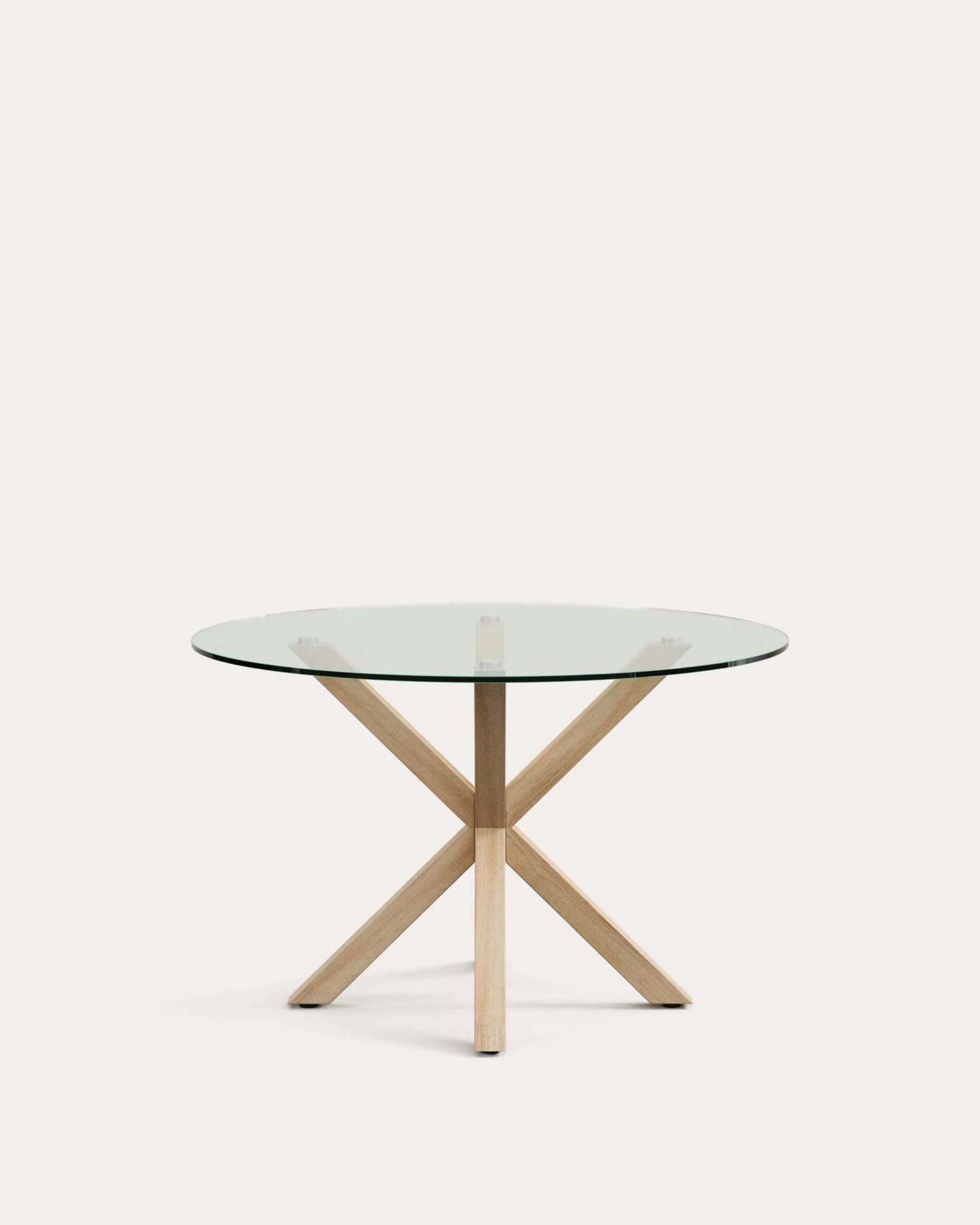 Argo Round Glass Table With Steel Legs With Wood-effect Finish à 119 Cm | Kave Home 3 Argo Round Glass Table With Steel Legs With Wood-effect Finish à 119 Cm | Kave Home