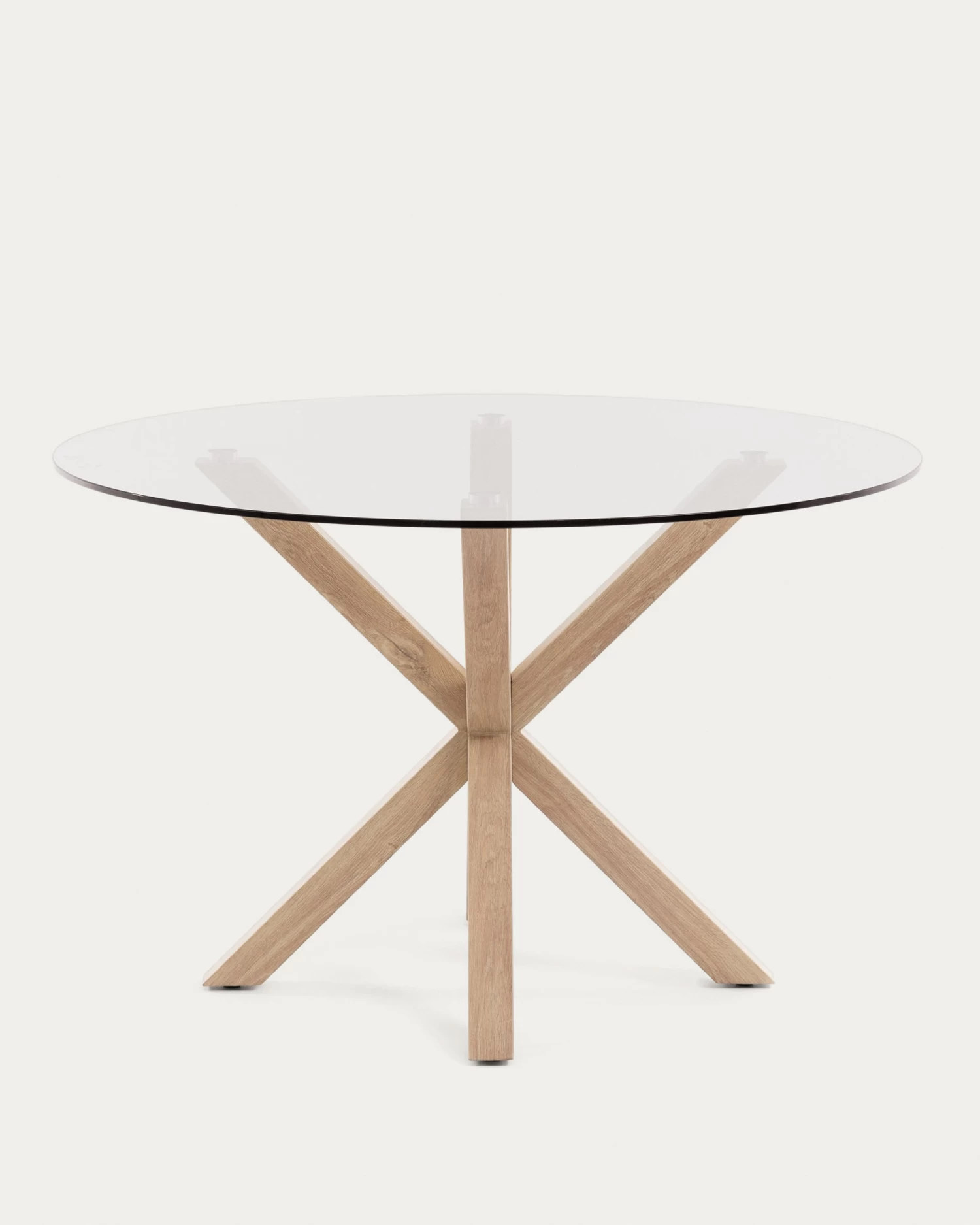 Argo Round Glass Table With Steel Legs With Wood-effect Finish à 119 Cm | Kave Home 8 Argo Round Glass Table With Steel Legs With Wood-effect Finish à 119 Cm | Kave Home - Image 6