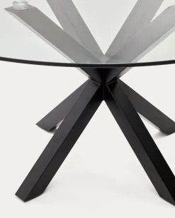 Argo Round Glass Table And Steel Legs With Black Finish Ã 150 Cm | Kave Home -Quality Furniture Store CC1353C07 1D02