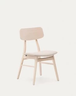 Selia Chair In Oak Veneer Solid Rubber Wood And Light Grey Upholstery | Kave Home