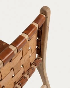Calixta Chair In Leather And Solid Teak | Kave Home -Quality Furniture Store CC1949P10 1D03