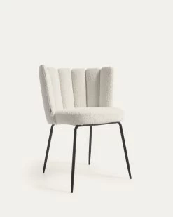 Aniela Chair With White Fleece And Metal With Black Finish | Kave Home