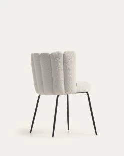 Aniela Chair With White Fleece And Metal With Black Finish | Kave Home -Quality Furniture Store CC2025J33 1V03