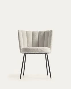 Aniela Chair With White Fleece And Metal With Black Finish | Kave Home -Quality Furniture Store CC2025J33 1V04