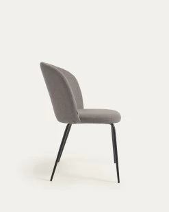 Anoha Chair In Grey With Metal With Black Finish | Kave Home -Quality Furniture Store CC2027PK03 1V02