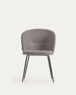 Anoha Chair In Grey With Metal With Black Finish | Kave Home -Quality Furniture Store CC2027PK03 1V04