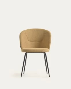 Anoha Chair In Mustard With Metal With Black Finish | Kave Home -Quality Furniture Store CC2027PK81 1V04