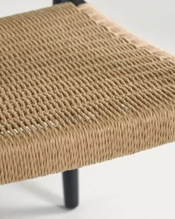 Nina Stackable Chair Solid Acacia Wood With Black Finish And Beige Paper Rope Seat FSC100% | Kave Home -Quality Furniture Store CC2034CP46 1D03