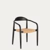 Nina Stackable Chair Solid Acacia Wood With Black Finish And Beige Paper Rope Seat FSC100% | Kave Home -Quality Furniture Store CC2034CP46 1V01