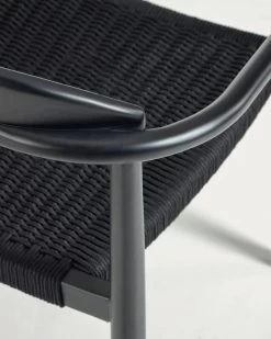 Nina Stackable Chair In Solid Acacia Wood With Black Finish And Black Rope Seat | Kave Home -Quality Furniture Store CC2034J01 1D01