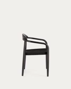 Nina Stackable Chair In Solid Acacia Wood With Black Finish And Black Rope Seat | Kave Home -Quality Furniture Store CC2034J01 1V02