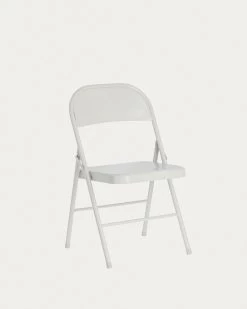Aidana Metal Folding Chair In Light Grey | Kave Home