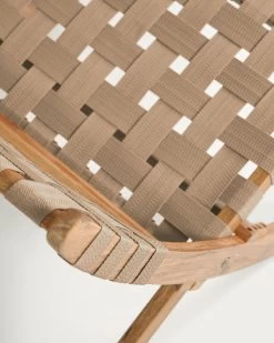 Chabeli Acacia Wood Folding Chair In Acacia Wood And Beige Cord FSC 100% | Kave Home -Quality Furniture Store CC2094J12 1D01