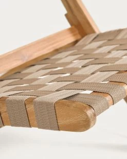 Chabeli Acacia Wood Folding Chair In Acacia Wood And Beige Cord FSC 100% | Kave Home -Quality Furniture Store CC2094J12 1D02