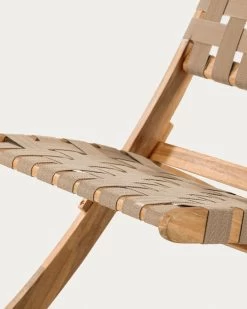 Chabeli Acacia Wood Folding Chair In Acacia Wood And Beige Cord FSC 100% | Kave Home -Quality Furniture Store CC2094J12 1D04