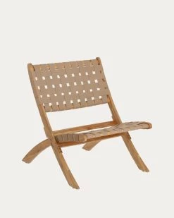 Chabeli Acacia Wood Folding Chair In Acacia Wood And Beige Cord FSC 100% | Kave Home