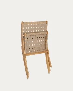 Chabeli Acacia Wood Folding Chair In Acacia Wood And Beige Cord FSC 100% | Kave Home -Quality Furniture Store CC2094J12 1V02