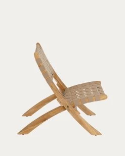 Chabeli Acacia Wood Folding Chair In Acacia Wood And Beige Cord FSC 100% | Kave Home -Quality Furniture Store CC2094J12 1V03