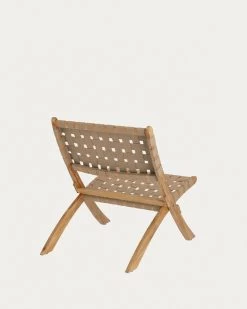 Chabeli Acacia Wood Folding Chair In Acacia Wood And Beige Cord FSC 100% | Kave Home -Quality Furniture Store CC2094J12 1V04