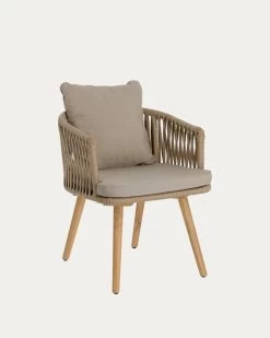 Hemlice Chair In Beige Rope With Solid 100% FSC Acacia Legs | Kave Home