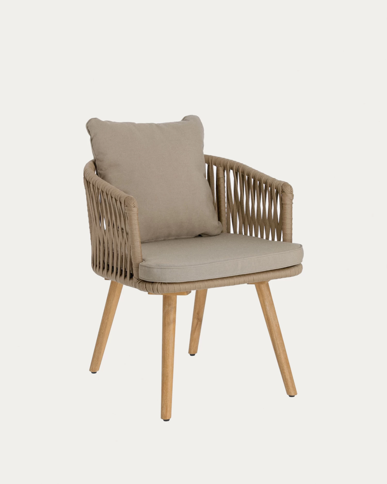 Hemlice Chair In Beige Rope With Solid 100% FSC Acacia Legs | Kave Home 3 Hemlice Chair In Beige Rope With Solid 100% FSC Acacia Legs | Kave Home