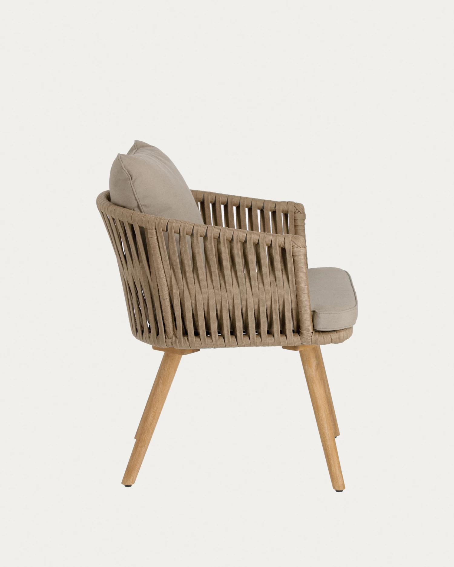 Hemlice Chair In Beige Rope With Solid 100% FSC Acacia Legs | Kave Home 8 Hemlice Chair In Beige Rope With Solid 100% FSC Acacia Legs | Kave Home - Image 6