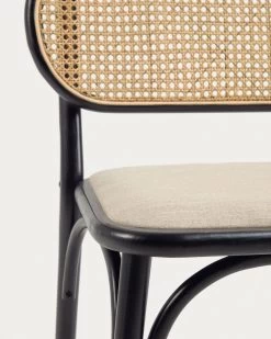 Doriane Solid Elm Chair With Black Lacquer And Upholstered Seat | Kave Home 13 Doriane Solid Elm Chair With Black Lacquer And Upholstered Seat | Kave Home -Quality Furniture Store CC2109MV12 1D01