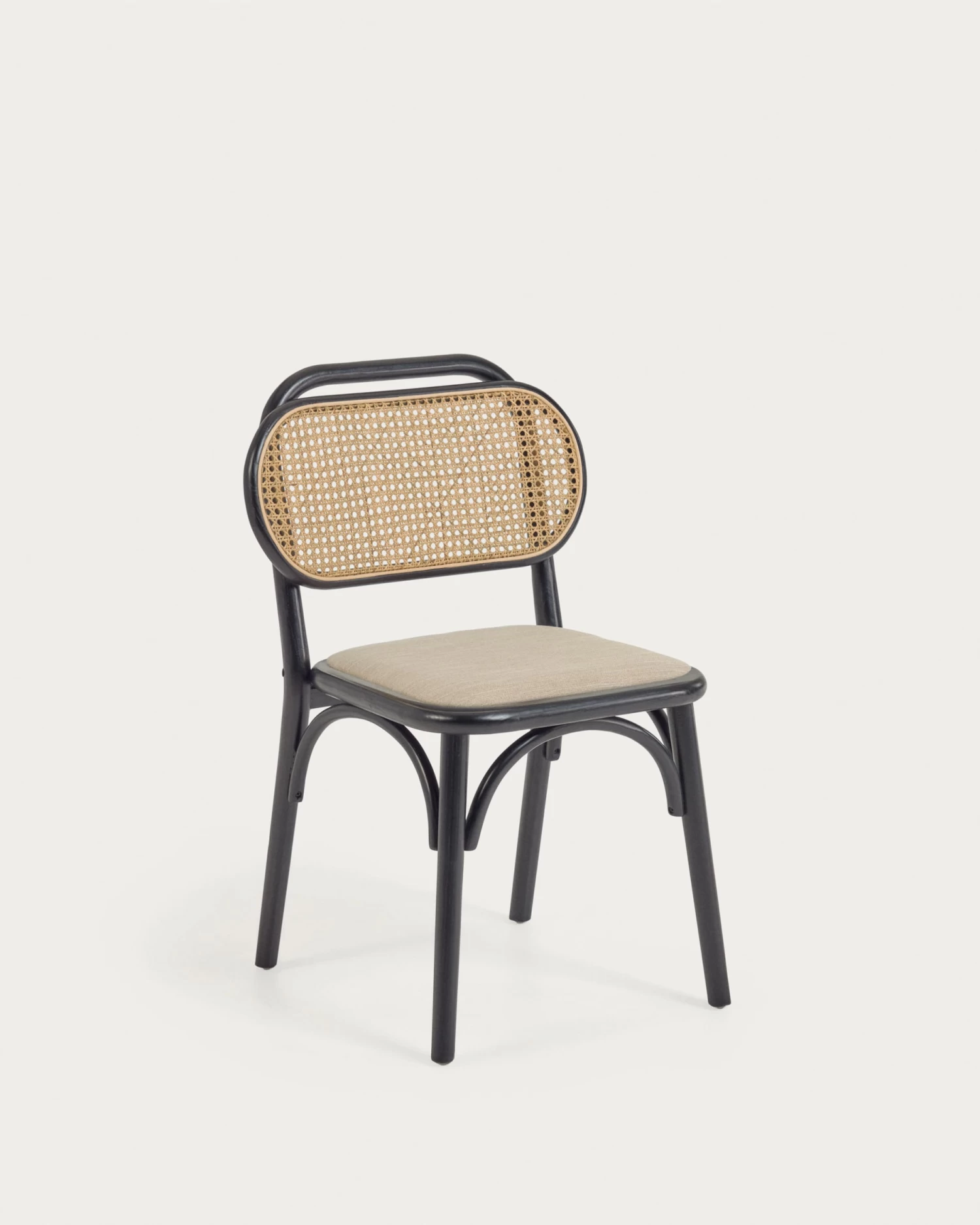 Doriane Solid Elm Chair With Black Lacquer And Upholstered Seat | Kave Home 3 Doriane Solid Elm Chair With Black Lacquer And Upholstered Seat | Kave Home
