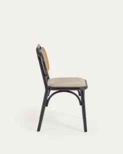 Doriane Solid Elm Chair With Black Lacquer And Upholstered Seat | Kave Home 16 Doriane Solid Elm Chair With Black Lacquer And Upholstered Seat | Kave Home -Quality Furniture Store CC2109MV12 1V02