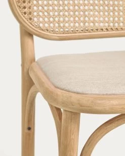 Doriane 65 Cm Height Solid Oak Stool With Natural Finish And Upholstered Seat | Kave Home 14 Doriane 65 Cm Height Solid Oak Stool With Natural Finish And Upholstered Seat | Kave Home -Quality Furniture Store CC2111MV12 1D01