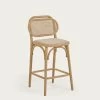 Doriane 65 Cm Height Solid Oak Stool With Natural Finish And Upholstered Seat | Kave Home