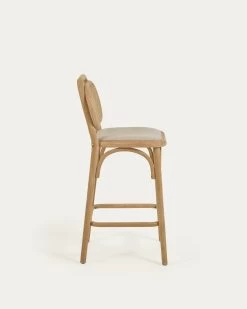 Doriane 65 Cm Height Solid Oak Stool With Natural Finish And Upholstered Seat | Kave Home 17 Doriane 65 Cm Height Solid Oak Stool With Natural Finish And Upholstered Seat | Kave Home -Quality Furniture Store CC2111MV12 1V02