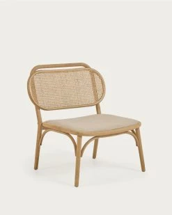 Doriane Solid Oak Easy Chair With Natural Finish And Upholstered Seat | Kave Home